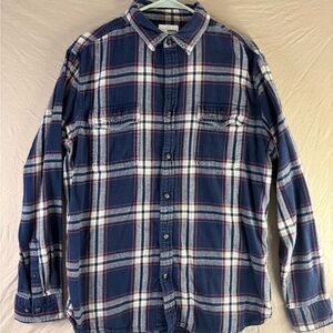 Sonoma Navy and White Plaid Men's Shirt button up size Large Modern fit